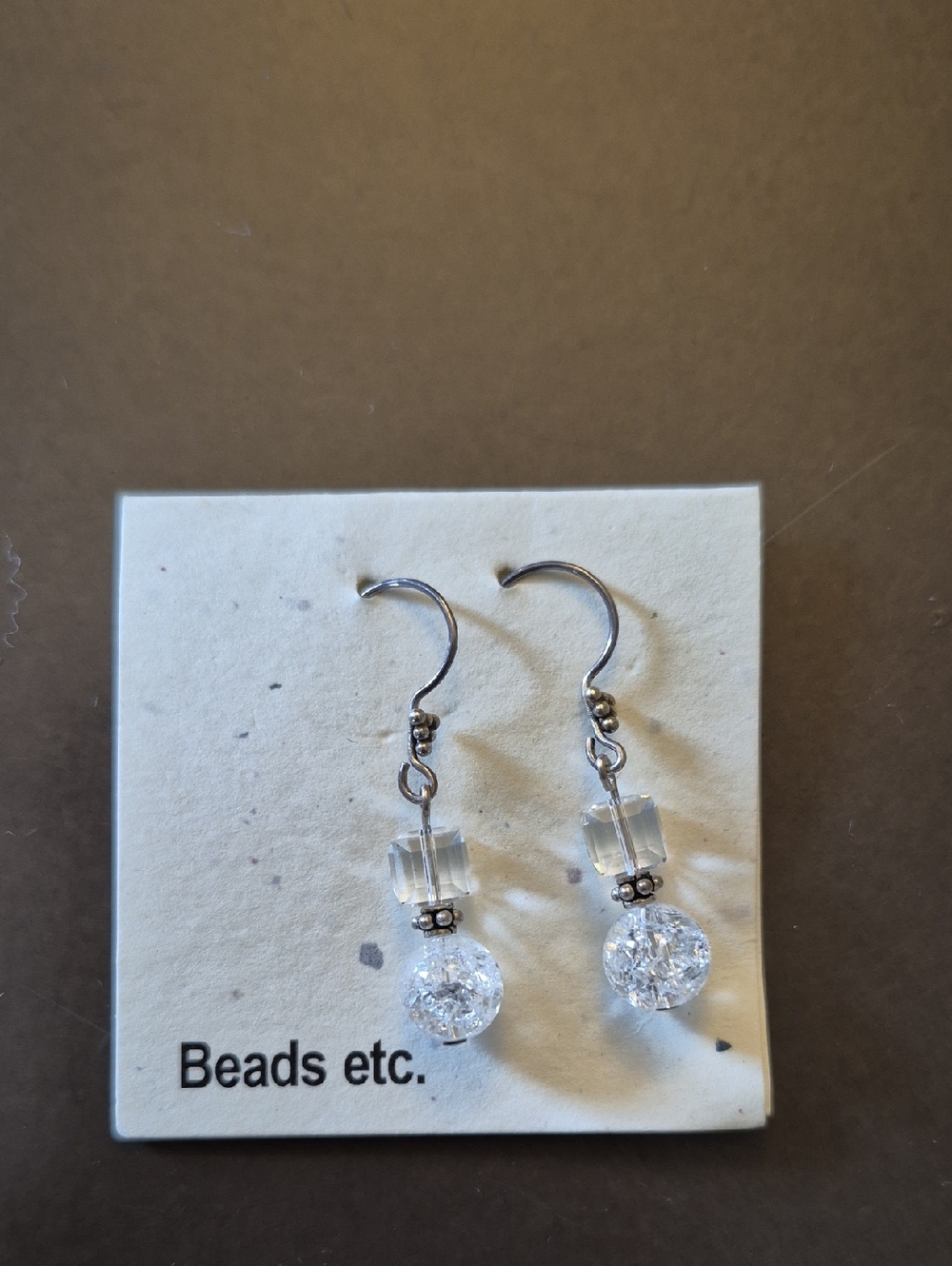 #16 Clear Crystal Drop Earrings - Silver Hooks